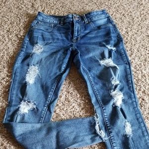 High rise maurices jegging with destruction